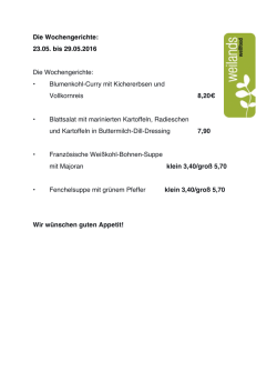 Die Wochengerichte - weilands wellfood