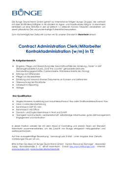 Contract Administration Clerk/Mitarbeiter