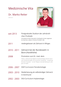 Medizinische Vita - Dr. Marko Reiter