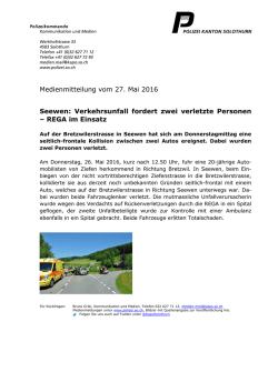 Verkehrsunfall fordert zwei verletzte Personen – REGA im Einsatz