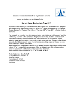 Nernst-Haber-Bodenstein Prize 2017