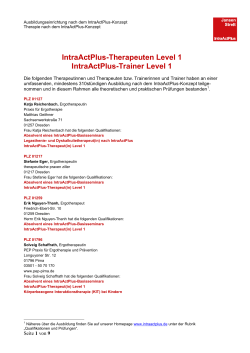 IntraActPlus-Therapeuten Level 1 IntraActPlus-Trainer Level 1