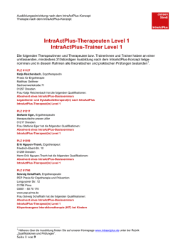 IntraActPlus-Therapeuten Level 1 IntraActPlus-Trainer Level 1