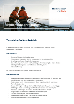 Stellenausschreibung - Niedersachsen Ports