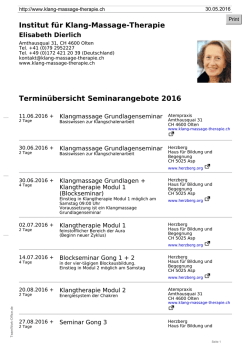 Terminübersicht Seminarangebote 2016