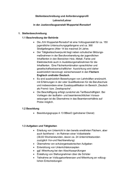 Detaillierte Stellenbeschreibung und Anforderungsprofil - NRW
