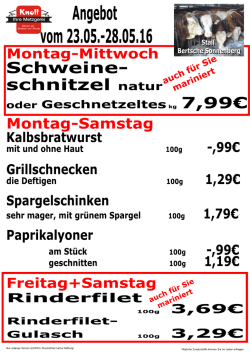 Wochenangebot - Metzgerei Knoll