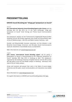 GROVES Sound Branding bei klingt gut! Symposium on