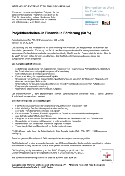 Projektbearbeiter/-in Finanzielle Förderung (50 %)
