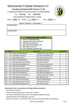 Spielplan Ü40 Turnier - Sächsischer Fußball