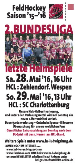 Infos gibt es hier - zum HC Ludwigsburg