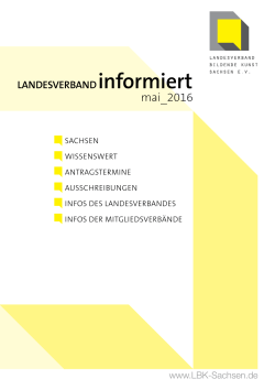 Newsletter Mai 2016 - Landesverband Bildende Kunst eV