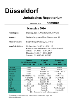 Kursplan Hauptkurs 2016 - Juristisches Repetitorium Hemmer