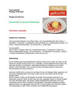 Vanillesoufflé an süß-saurer Erdbeersuppe