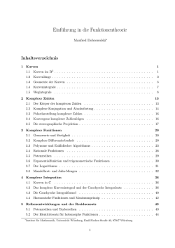 Einf&uuml;hrung in die Funktionentheorie