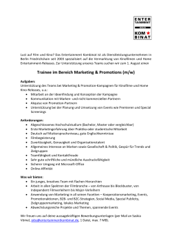 Trainee im Bereich Marketing & Promotions (m/w)