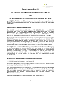 Gemeinsamer Bericht - DEMIRE AG - Deutsche Mittelstand Real