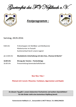 Festprogramm 28.5.2016 - Fischereiverein Nesslbach ev