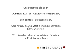 Fronleichnam, Donnerstag, 24. Mai 2016 - First