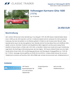 Volkswagen Karmann Ghia 1600 (1974) 24.950 EUR