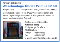 Waschanlage Christ Primus C150