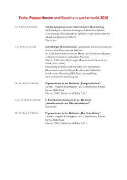 Feste, Puppentheater und Kunsthandwerkermarkt 2016