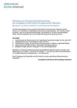 Einladung zur Kirchgemeindeversammlung der - ref