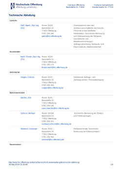 Technische Abteilung - an der Hochschule Offenburg