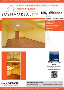129,- €/Monat - Immobilien der Slowakei