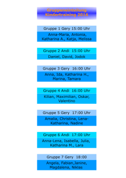 Gruppeneinteilung Kindertraining 2016