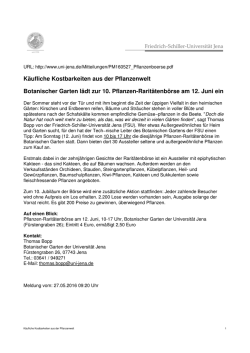 Käufliche Kostbarkeiten aus der Pflanzenwelt Botanischer Garten