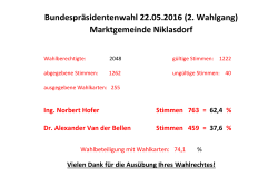 Stichwahl zum Bundespräsidenten 2016 Ergebnis Niklasdorf