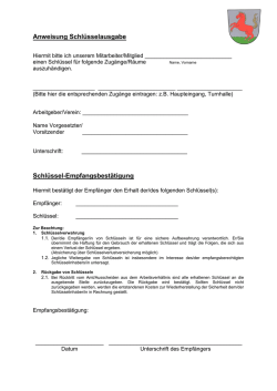 Anweisung Schlüsselausgabe Schlüssel
