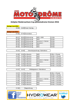 Zeitplan Niedersachsen-Cup @Motodrome Emmen 2016