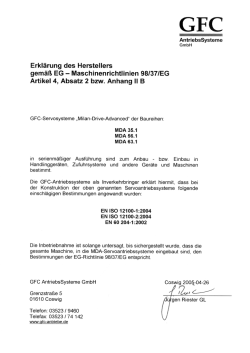 Herstellererklärung für Milan-drive