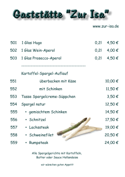 www.zur-isa.de 501 1 Glas Hugo 0,2l 4,50 € 502 1 Glas Wein