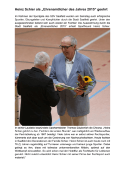 Heinz Schier "Ehrenamtlicher 2016"