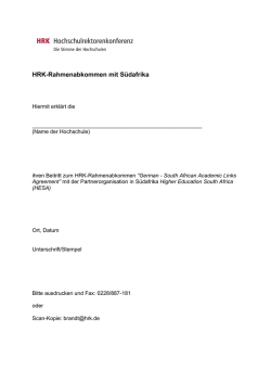 HRK-Rahmenabkommen mit S&uuml;dafrika