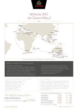 Weltreise 2017 der Queen Mary 2