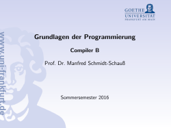 Grundlagen der Programmierung [1.5ex] Compiler B [1.5ex] Prof. Dr