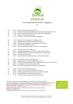 Speiseplan 06/2016 Veggie  - Freie Waldorfschule Werder