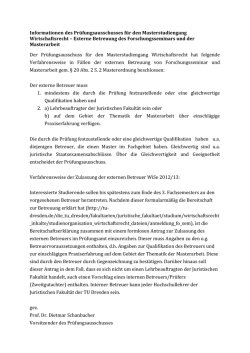 Informationen des Pr&uuml;fungsausschusses f&uuml;r den Masterstudiengang
