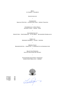 Menu 31.5.2016 - 4.6.2016 Amuse bouche * Carabinero Sancho