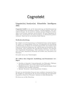 Linguist(in)/Analyst(in) Künstliche Intelligenz (KI)