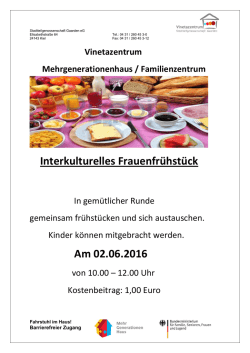 Interkulturelles Frauenfr&uuml;hst&uuml;ck Am 02.06.2016