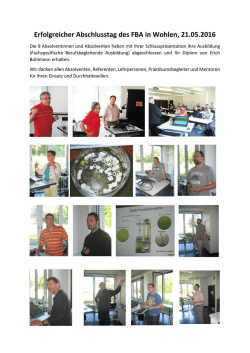 Erfolgreicher Abschlusstag des FBA in Wohlen, 21.05.2016