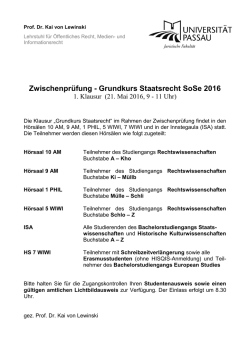H&ouml;rsaaleinteilung 1. Klausur