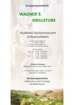 Gruppenspeisekarte - Wagners Grillstube