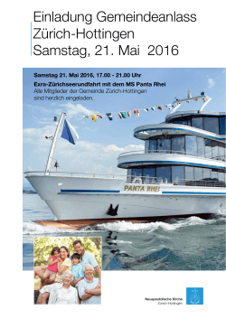 Einladung Gemeindeanlass Zürich-Hottingen Samstag, 21. Mai 2016