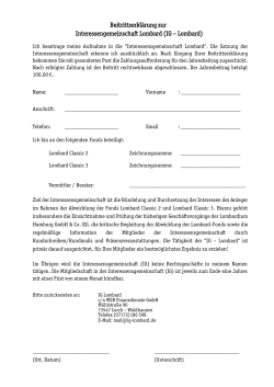 Beitrittserklärung zur Interessengemeinschaft Lombard (IG – Lombard)
